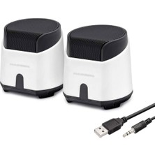 Venüs Shopping Masaüstü Hoparlör 1+1 USB + 3.5mm - Beyaz HD6024W