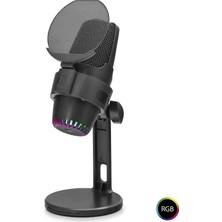 Venüs Shopping M9 Profesyonel Rgb Mikrofon 48 Khz / 16 Bit Type-C - Siyah
