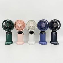 baytoptan Taşınabilir Şarjlı El Fanı 5 Kademeli Dijital Ekran Katlanabilir Masa Üstü Telefon Tutmalı