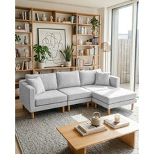 Velura Home & Living Armin Akıllı Köşe Koltuk Takımı & Modern Modüler Yataklı Köşe Takımı - Açık Gri V102