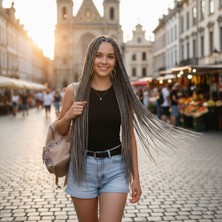 Feifei Afrika Örgüsü ve Rasta Için Sen / Koyu Gri