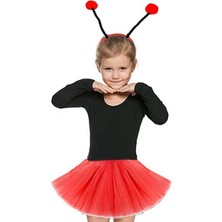 Venüs Shopping Gösteriler Için Kırmızı Uğur Böceği Tütü Etek ve Kırmızı Uğur Böceği Taç Seti