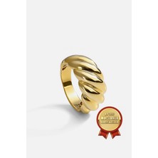 Meks Jewels Mikron Altın Kaplama 925 Ayar Gümüş Sarmal Yüzük