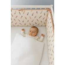 Jaju Baby Tüy ve Somon Renk (4 Kenar) Beşik Kenar Koruyucu Beşik Kenar Koruma %100 Pamuk Kumaş 60x120