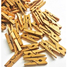 Venüs Shopping 100’LÜ Gold Ahşap Mandal 2,5 cm - Dekoratif Mini Fotoğraf Mandalı Seti