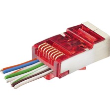 Venüs Shopping CAT6E Ez RJ45 Metal Konnektör 100 Adet Plastik Kutu - Kırmızı ND2419