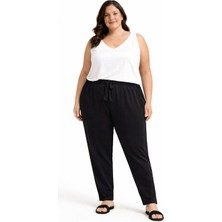 Cng Moda Kadın İnce Battal Pijama Altı Rahat Loose & Bol Kesim Düz Desen Dokuma Kumaş
