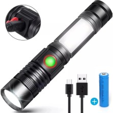 Venüs Shopping P50 LED Şarjlı El Feneri ve Ortam Aydınlatma Lambası Yüksek Güçlü Metal Fener