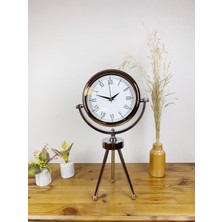 Venüs Shopping Krom Metal Mini Tripod Retro Masa Saati 45×26 cm