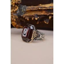 INNUENDO JEWELRY 925 Ayar Gümüş Ay Yıldız Kırmızı Zirkon Taşlı Yüzük