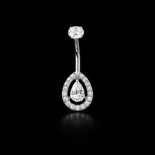 Aida Jewelss Yüksek Kalite G23 Titanium  Daire Taş Damla Zirkon Titanyum Göbek Piercing