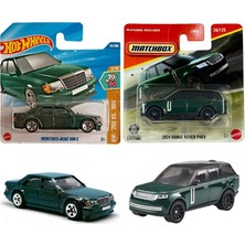 2 Araç Set Hot Wheels Mercedes-Benz 500 E & Matchbox 2024 Range Rover Phev ( Yeşil )