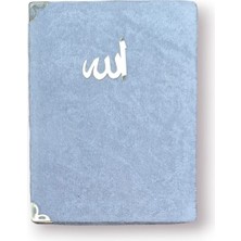 Feifei Çanta Boy Kadife Kapaklı Yasin Kitabı Süngerli 128 Sayfa Bebe Mavi Renk