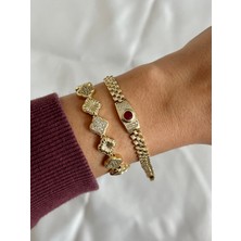 Yeknova Xuping 14K Gold Renginde Kuyumcu Işçiliği Kararmaz Kadın Kombin Bileklik ( 2li Set)