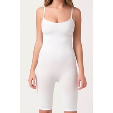 Feifei Beyaz Kadın Paçalı Boy Dikişsiz Korse