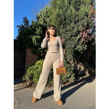 Feifei Fitilli Prenses Kol Alt Üst Takım Bej