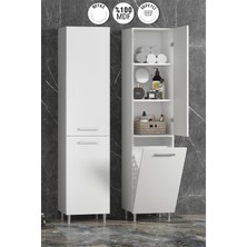 Özceden 35X167 cm Beyaz Mdf Sepetli Ayaklı Banyo Boy Dolabı