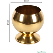 Yapay Çiçek Sitesi Metal Dekoratif Küre Saksı 12 cm Altın