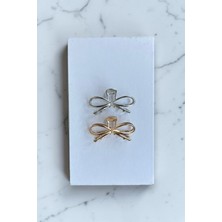 Vera House Kurdele Model Metal 2li Gold Gümüş Saç Tokası 8 cm