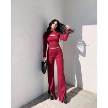 Feifei Pencereli Detaylı Alt Üst Takım Bordo