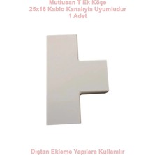 Mutlusan 25X16 Kablo Kanalı T Köşe Ek Parçası Plastik Beyaz