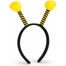 Feifei Sarı Siyah Arı Antenli Taç - Çuk Arı Tacı Mega Ponponlu