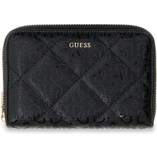 Guess Kadın Libby Cüzdan - Siyah 4G Logo Baskılı ve Metal Amblemli %100 Poliüretan Malzeme
