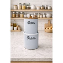 Bambu Tek Kapaklı Metal Patates Soğanlık Decorev Beyaz Dc -7106