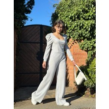 Feifei Fitilli Prenses Kol Alt Üst Takım Gri