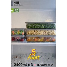 Hess Damla Serisi Mikrodalga ve Difriz Uyumlu 5 Parça Saklama Kabı Seti 2400MLX3 1170MLX2