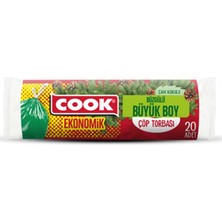 1 Adet Cook Ekonomik Büyük Boy Büzgülü Çöp Torbası Çam Kokulu 20'li