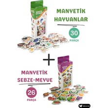 İlk El Grup Oyuncak Manyetik Mıknatıslı 30 Parça Hayvanlar 26 Parça Sebze Meyveler Eğitici Set Magnet