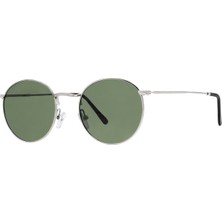 Sanches Unisex Gümüş Polarize Yuvarlak Güneş Gözlüğü