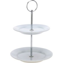 5 Adet Koopman Porselen 2 Katlı Servis Tabağı