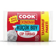 2 Adet Cook Ekonomik Küçük Çöp Torbası Şeffaf 60'lı