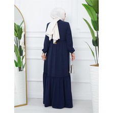 Modamorfo Parçalı Kolu Lastikli Boydan Fermuarlı Ferace -Laci