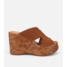 Hotiç 01TEH320670A340 KADIN Deri Taba Burnu Açık Kalın Tabanlı Terlik