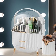 Mallart® Kapaklı Kozmetik Düzenleyici Organizer – Çekmeceli, Su Geçirmez, Taşınabilir Makyaj & Cilt Bakım Organizeri (38 cm Büyük Boy)