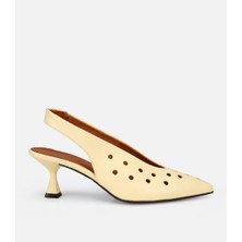 Hotiç 01AYH321470A520 KADIN Deri Sarı Delikli Arkası Açık Kısa Topuklu Stiletto