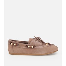 Hotiç 01AYH320490A450 KADIN Süet Deri Vizon Boncuk Detaylı Günlük Loafer