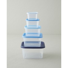 English Home Keep Me Plastik 5'li Saklama Kabı 160-300-500-885-1500 ml Mavi