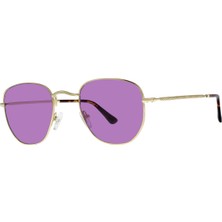 Vogs Polarize Altıgen Güneş Gözlüğü 630-a Altın Çerçeve Mor Cam