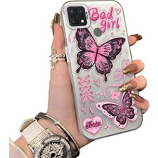 Ucuc Oppo A15/A15S Uyumlu Sert Akrilik Arka Silikon Kenar Lens Koruma Kılıf