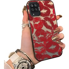 Ucuc Samsung Galaxy A12/M12 Uyumlu Sert Akrilik Arka Silikon Kenar Lens Koruma Kılıf