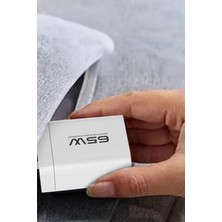 Butik Mey Ithalat®  C99Q 65W Pd Destekli Type-C ve USB Çift Çıkışlı Hızlı Şarj Adaptörü - Beyaz