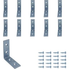 10 Ad. L Demir Gönye Köşebent 16X45X45MM - Mobilya Dolap Eşya Duvara Sabitleme Aparatı - Raf Masa Çekmece Kitaplık Köşe Sabitleme Birleştirme Bağlantı Demiri