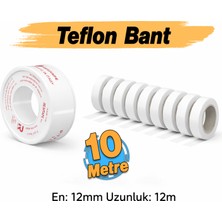 Badem10 (10 Adet) Teflon Sızdırmaz Yalıtım Bandı Beyaz 12 mm x 12 Metre Dişi Bağlantı Ptfe Bant