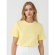 Jimmy Key Sarı %100 Pamuk Kısa Kollu Basic Örme Tişört