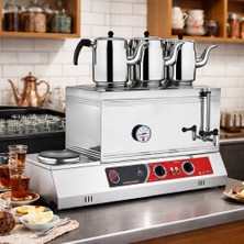 Işıkgaz 60’lık 3 Demlikli Elektrikli Çay Ocağı 304 Paslanmaz Çelik 2500W Termostatlı Enerji Tasarruflu