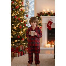 Çocuk Ekose Desenli Pijama Takımı